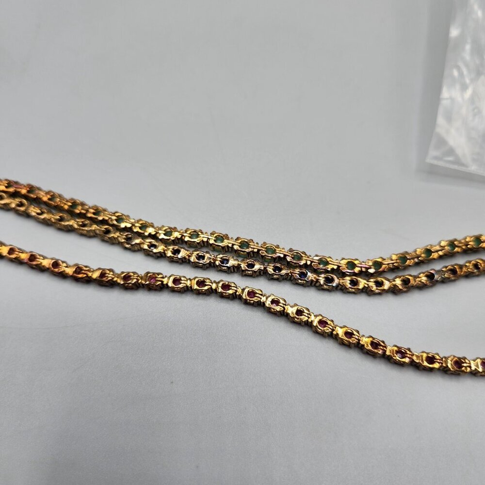 Tri Color Tennis Bracelet Stacking Ring Set Cubic Zirconia ADI 925 Thai Silver - Picture 13 of 13
